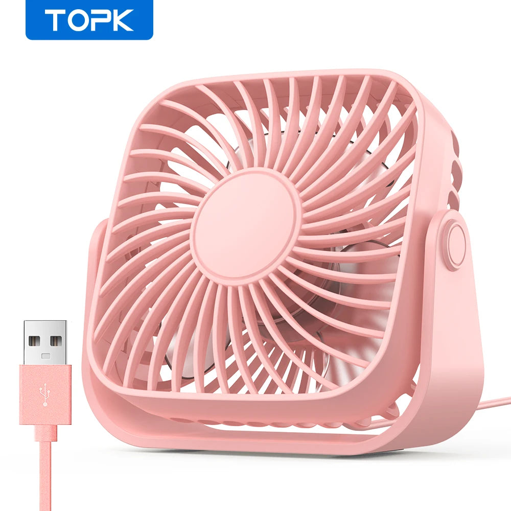 4Inch USB Mini Portable Fan for Camping,3 Speeds Quiet Desk Table Personal Fan,360°Adjustment Standing Fans for Room Home