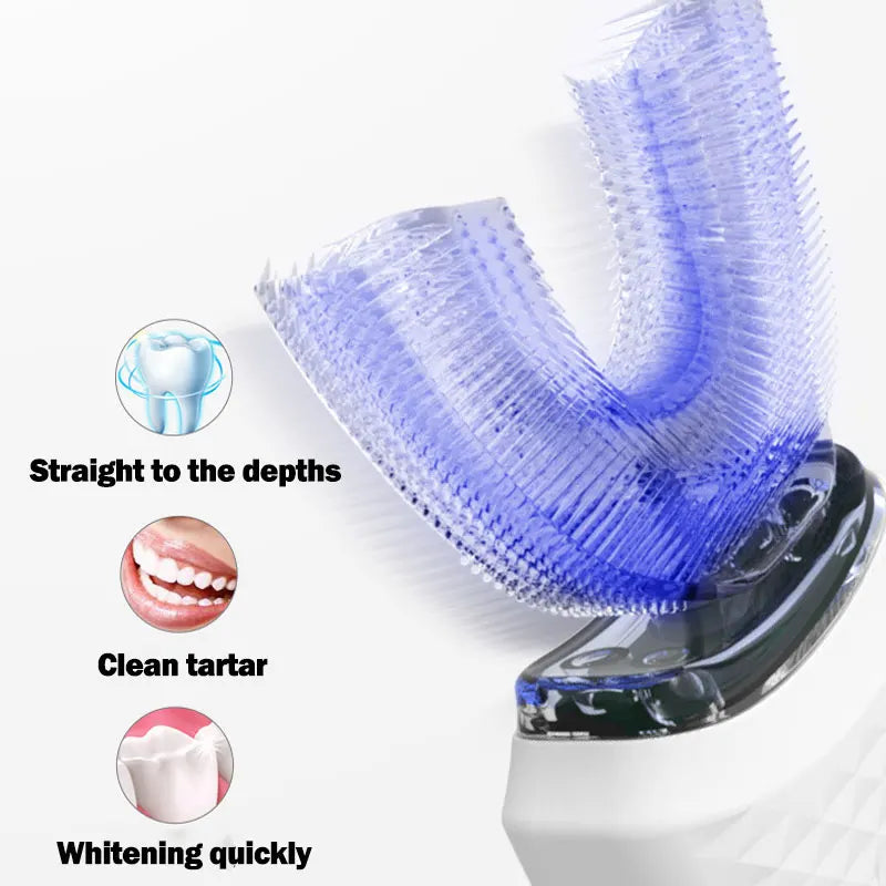 Revolutionize Your Oral Care with the 360-Degree Electric Toothbrush - Rechargeable, U-Shaped, and Intelligent Cleaning for Adults