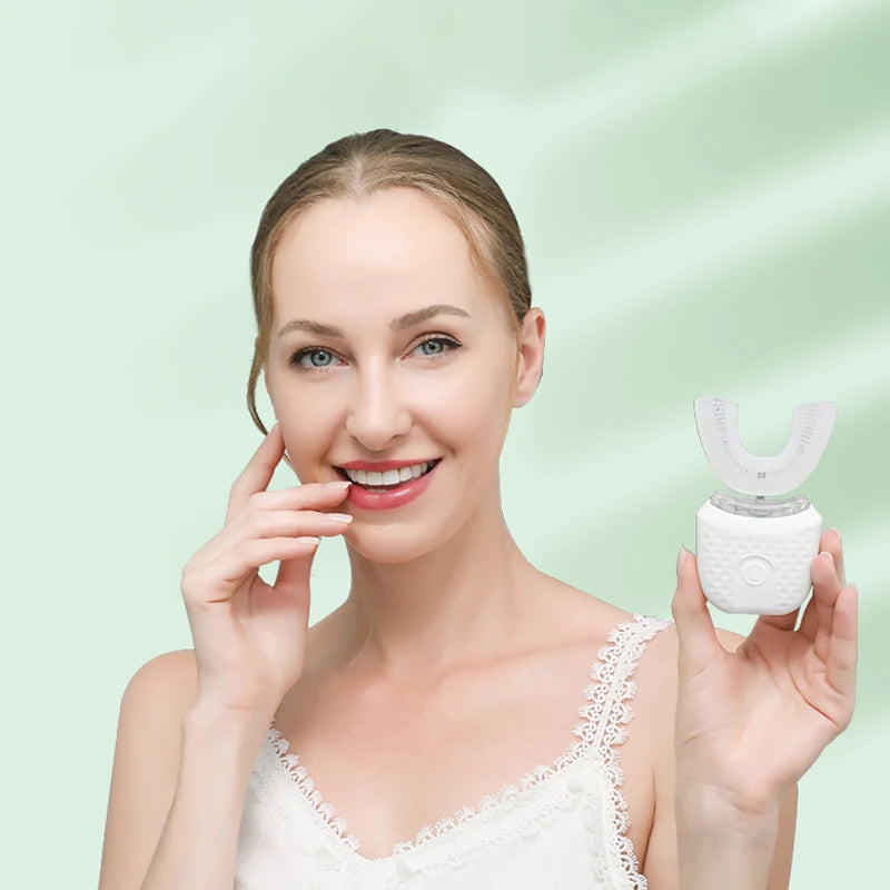 Revolutionize Your Oral Care with the 360-Degree Electric Toothbrush - Rechargeable, U-Shaped, and Intelligent Cleaning for Adults