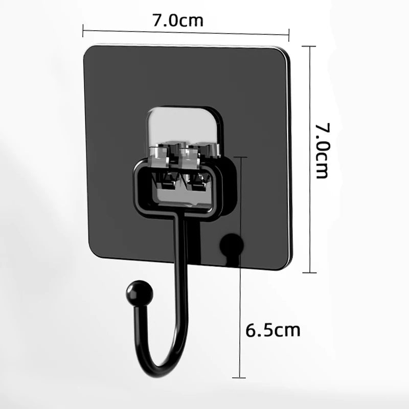 Stainless Steel Large Hooks Hanging Wall Waterproof Strong Self Adhesive Hanger Nail-Free Stick for Kitchen Bathroom Transparent
