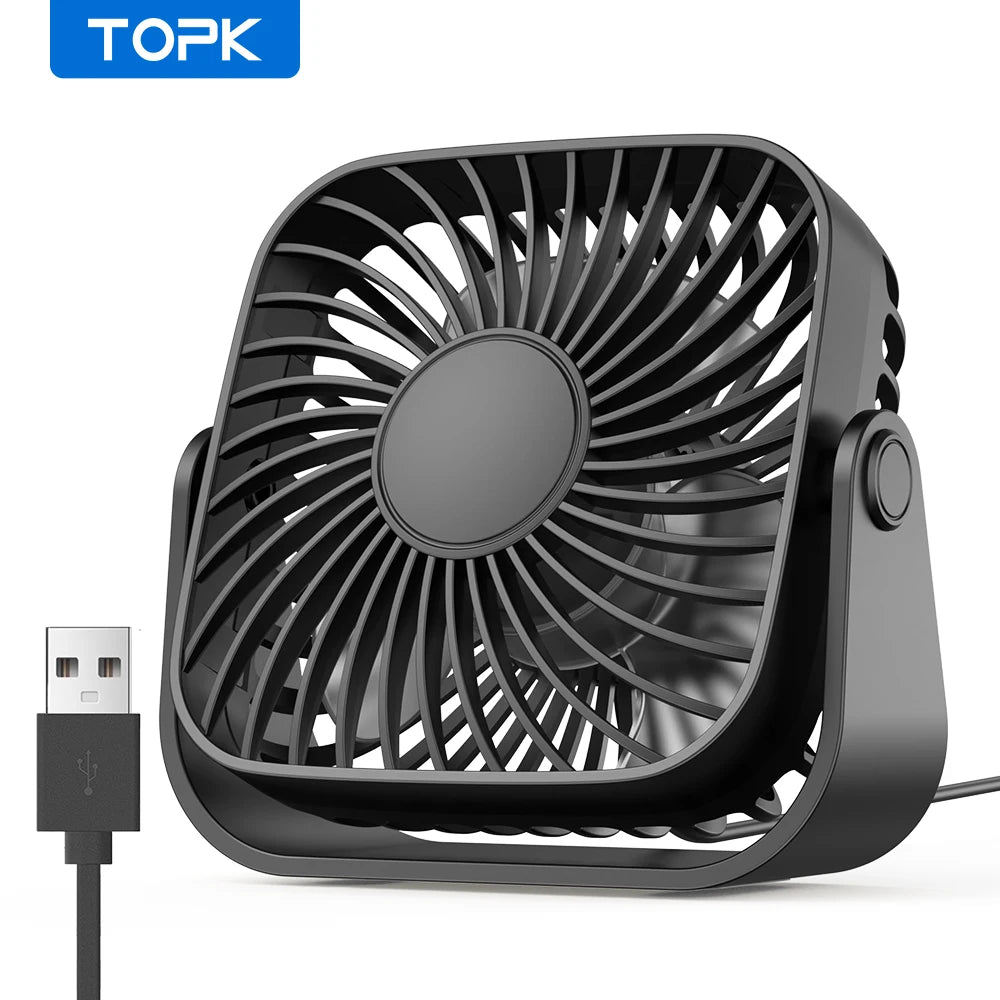 4Inch USB Mini Portable Fan for Camping,3 Speeds Quiet Desk Table Personal Fan,360°Adjustment Standing Fans for Room Home